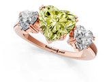 Rose gold Three-Stone Fancy Yellow Heart Cut Cut Diamond Ring with Channel Set Band and Four-Prong Setting_25