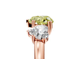 Rose gold Three-Stone Fancy Yellow Heart Cut Cut Diamond Ring with Channel Set Band and Four-Prong Setting_29