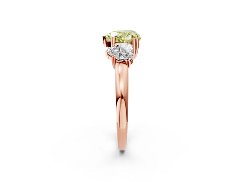 Rose gold Three-Stone Fancy Yellow Heart Cut Cut Diamond Ring with Channel Set Band and Four-Prong Setting_2