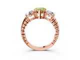 Rose gold Three-Stone Fancy Yellow Heart Cut Cut Diamond Ring with Channel-Set Band and Prong Setting_3