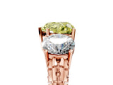 Rose gold Three-Stone Fancy Yellow Heart Cut Cut Diamond Ring with Channel-Set Band and Prong Setting_5