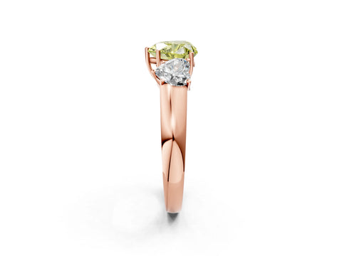 Rose gold Three-Stone Fancy Yellow Heart Cut Cut Diamond Ring with Prong Setting and Classic Band_2