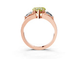 Rose gold Three-Stone Fancy Yellow Heart Cut Cut Diamond Ring with Trillion Side Stones on a Split Shank Band_3