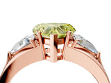 Rose gold Three-Stone Fancy Yellow Heart Cut Cut Diamond Ring with Trillion Side Stones on a Split Shank Band_4
