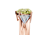Rose gold Three-Stone Fancy Yellow Heart Cut Cut Diamond Ring with Trillion Side Stones on a Split Shank Band_5
