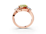 Rose gold Three-Stone Fancy Yellow Heart Cut Cut Diamond Split Shank Prong Set Ring_3