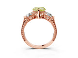 Rose gold Three-Stone Fancy Yellow Heart Cut Cut Milgrain Band Prong Setting Ring_21