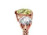 Rose gold Three-Stone Fancy Yellow Heart Cut Cut Milgrain Band Prong Setting Ring_23
