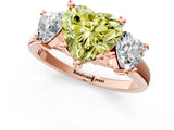 Rose gold Three-Stone Fancy Yellow Heart Cut Cut Solitaire Ring with Classic Prong Setting_1