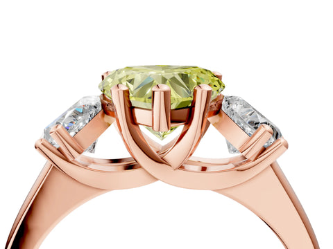 Rose gold Three-Stone Fancy Yellow Heart Cut Cut Solitaire Ring with Classic Prong Setting_4
