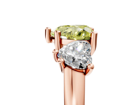 Rose gold Three-Stone Fancy Yellow Heart Cut Cut Solitaire Ring with Classic Prong Setting_5