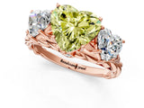 Rose gold Three-Stone Fancy Yellow Heart Cut Diamond Braided Band Ring with Four-Prong Setting_41