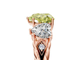 Rose gold Three-Stone Fancy Yellow Heart Cut Diamond Braided Band Ring with Four-Prong Setting_45