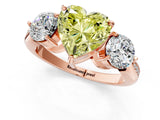 Rose gold Three-Stone Fancy Yellow Heart Cut Diamond Channel Set Engagement Ring with Prong Setting_13