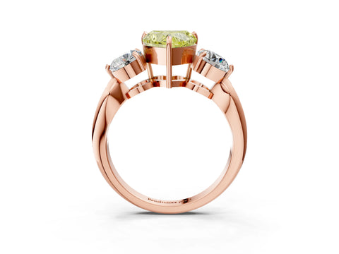 Rose gold Three-Stone Fancy Yellow Heart Cut Diamond Channel Set Engagement Ring with Prong Setting_15