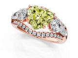 Rose gold Three-Stone Fancy Yellow Heart Cut Diamond Engagement Ring with Pave Band and Prong Setting_1