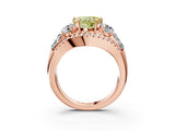 Rose gold Three-Stone Fancy Yellow Heart Cut Diamond Engagement Ring with Pave Band and Prong Setting_3