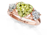 Rose gold Three-Stone Fancy Yellow Heart Cut Diamond Engagement Ring with Prong Setting_4