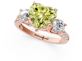 Rose gold Three-Stone Fancy Yellow Heart  Cut Diamond Pavé Band with Four-Prong Setting_29