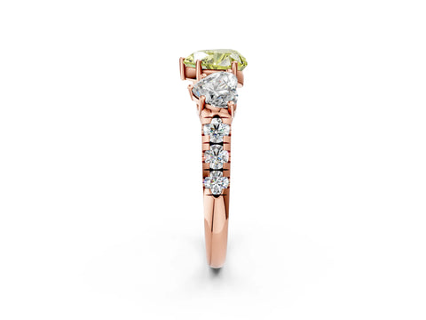 Rose gold Three-Stone Fancy Yellow Heart Cut Diamond Pavé Band with Prong Setting_2