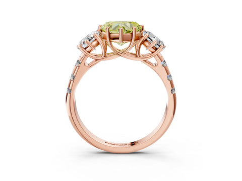 Rose gold Three-Stone Fancy Yellow Heart Cut Diamond Pavé Band with Prong Setting_3