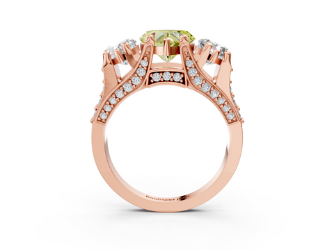 Rose gold Three-Stone Fancy Yellow Heart  Cut Diamond Ring with Channel-Set Band and Four-Prong Setting_50