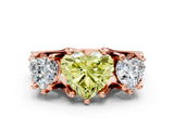 Rose gold Three-Stone Fancy Yellow Heart  Cut Diamond Ring with Channel-Set Band and Four-Prong Setting_64
