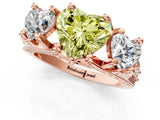 Rose gold Three-Stone Fancy Yellow Heart  Cut Diamond Ring with Channel-Set Band and Four-Prong Setting_65