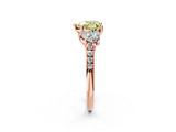 Rose gold Three-Stone Fancy Yellow Heart Cut Diamond Ring with Pavé Band and Prong Setting_82