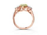 Rose gold Three-Stone Fancy Yellow Heart Cut Diamond Ring with Pavé Band and Prong Setting_83
