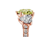 Rose gold Three-Stone Fancy Yellow Heart Cut Diamond Ring with Pavé Band and Prong Setting_85
