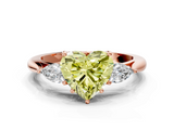 Rose gold Three-Stone Fancy Yellow Heart  Cut Diamond Ring with Pear Side Stones in Four-Prong Setting_116