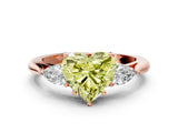 Rose gold Three-Stone Fancy Yellow Heart Cut Diamond Ring with Pear  Side Stones in Four-Prong Setting_36