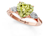 Rose gold Three-Stone Fancy Yellow Heart Cut Diamond Ring with Pear  Side Stones in Four-Prong Setting_37