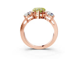 Rose gold Three-Stone Fancy Yellow Heart Cut Diamond Ring with Round Side Stones, Classic Band, and Four-Prong Setting_3