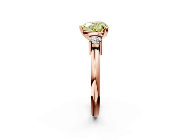 Rose gold Three-Stone Fancy Yellow Heart  Cut Diamond Solitaire with Prong Setting and Classic Band