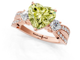 Rose gold Three-Stone Fancy Yellow Heart  Cut Diamond Twist Band with Prong Setting_42