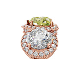 Rose gold Three-Stone Fancy Yellow Heart Cut Halo Diamond Milgrain Band with Four-Prong Setting_5