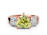 Rose gold Three-Stone Fancy Yellow Heart  Cut Solitaire Ring with Prong Setting_3
