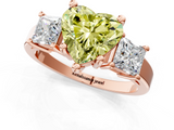Rose gold Three-Stone Fancy Yellow Heart  Cut Solitaire Ring with Prong Setting_4