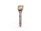 Rose gold Three-Stone Fancy Yellow Heart  Diamond Milgrain Pave Band with Prong Setting 2