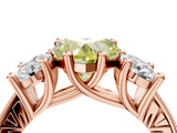 Rose gold Three-Stone Fancy Yellow Heart  Diamond Milgrain Pave Band with Prong Setting 4