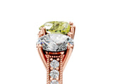 Rose gold Three-Stone Fancy Yellow Heart  Diamond Milgrain Pave Band with Prong Setting 5