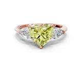 Rose gold Three-Stone Fancy Yellow Heart  Diamond Ring with Pear Side Stones in Four-Prong Setting_60