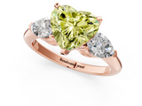 Rose gold Three-Stone Fancy Yellow Heart  Diamond Ring with Pear Side Stones in Four-Prong Setting_61