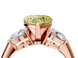 Rose gold Three-Stone Fancy Yellow Heart  Diamond Ring with Pear Side Stones in Four-Prong Setting_64