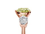 Rose gold Three-Stone Fancy Yellow Heart  Diamond Ring with Pear Side Stones in Four-Prong Setting_65