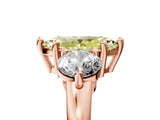 Rose gold Three-Stone Fancy Yellow Marquise  Brilliant Cut Solitaire Ring with Prong Setting on a Classic Band 1