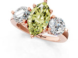 Rose gold Three-Stone Fancy Yellow Marquise  Brilliant Cut Solitaire Ring with Prong Setting on a Classic Band 3