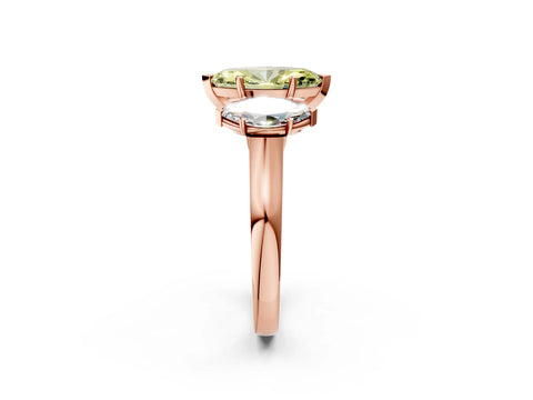 Rose gold Three-Stone Fancy Yellow Marquise Cut Brilliant Diamond Trellis Ring with Comfort Fit Band_2